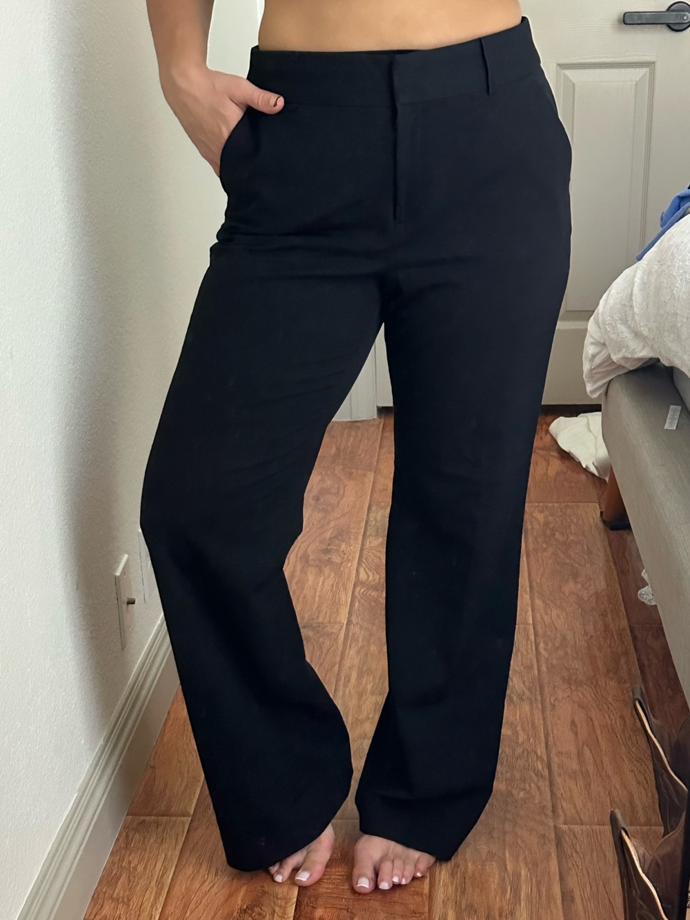 Black Straight-Leg  Dress Pants